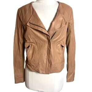 Veda leather motorcycle jacket tan blush Sz M